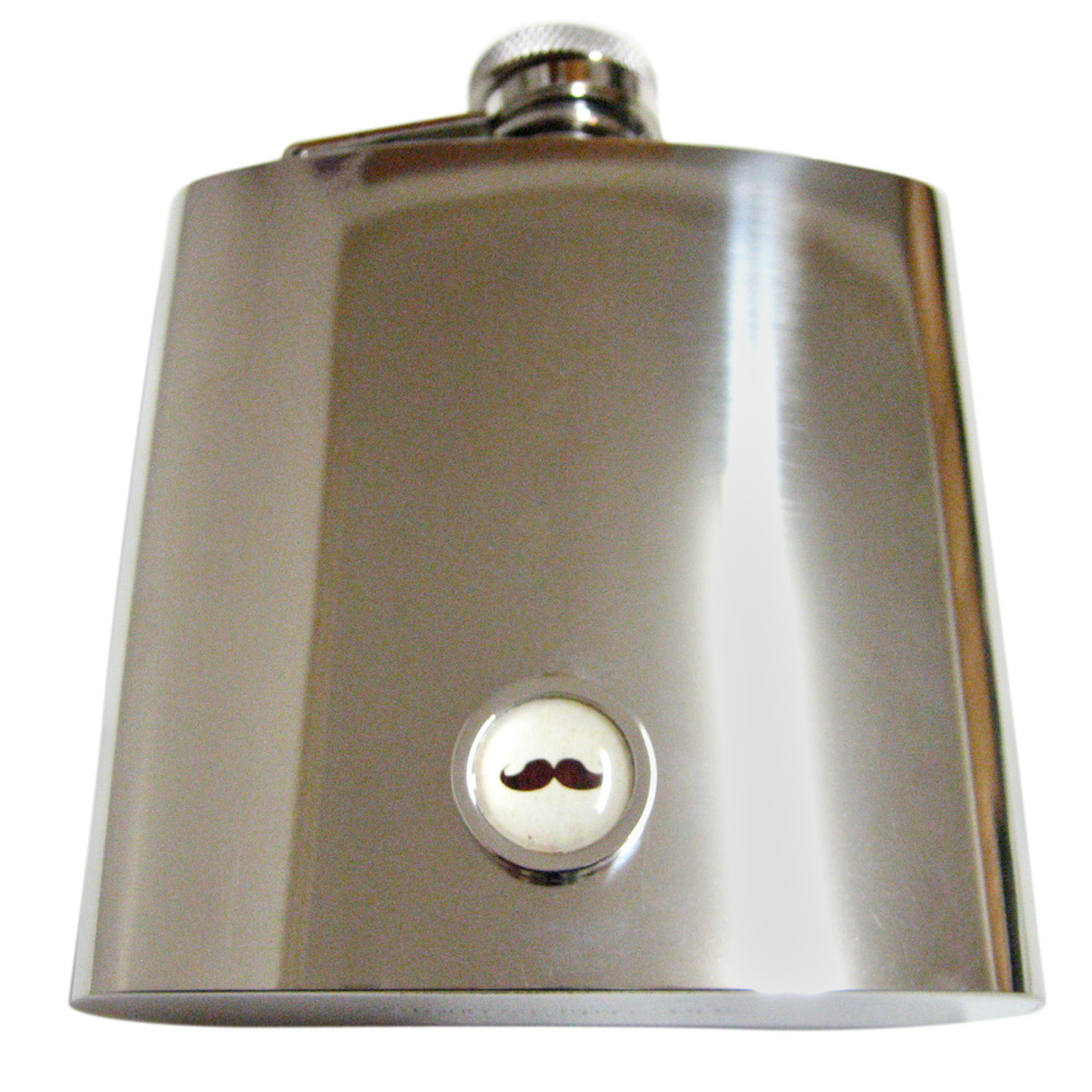 Bordered Hipster Mustache Large Flask - image 1